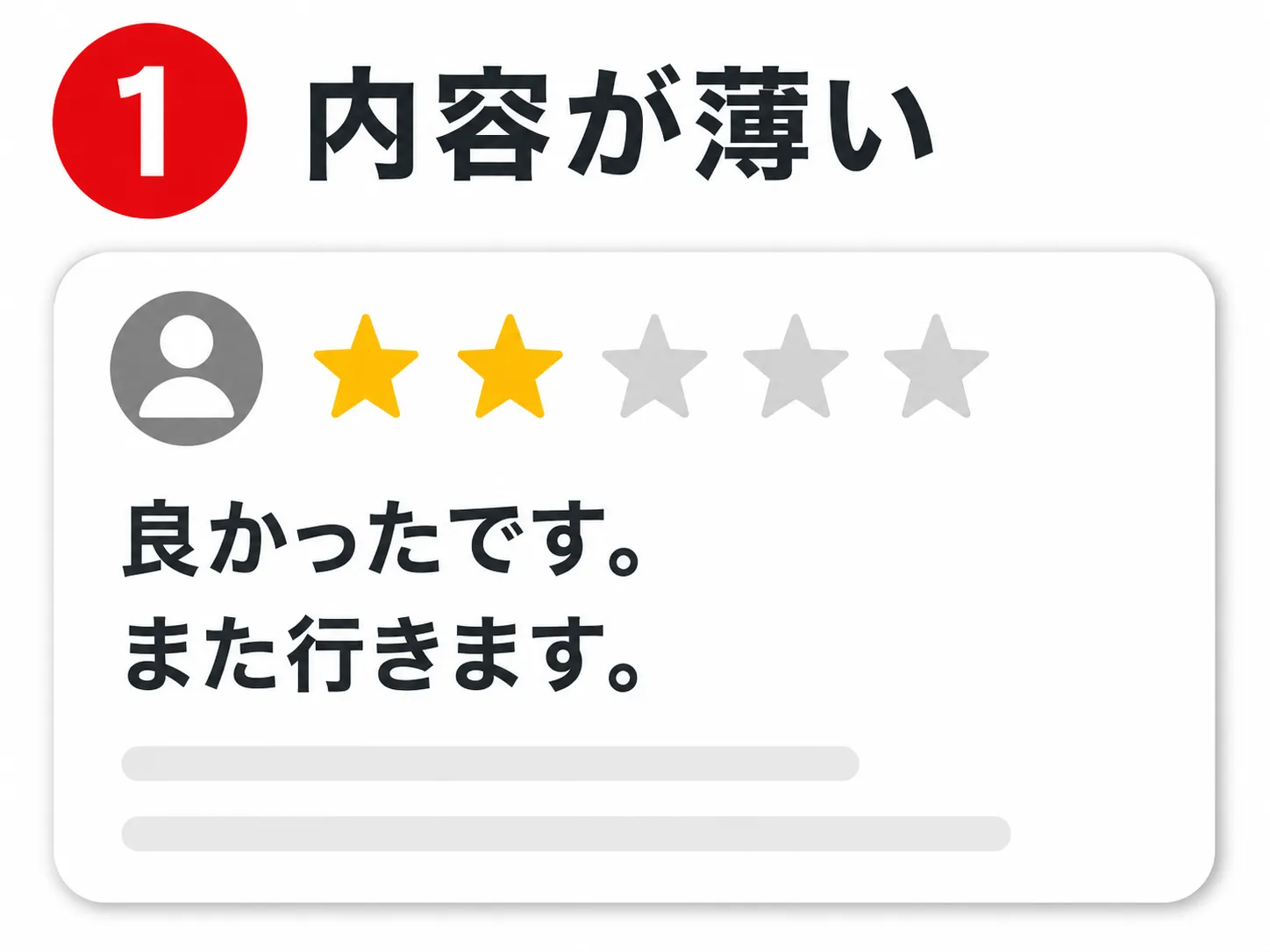 ①内容が薄い：★2の薄い口コミ例