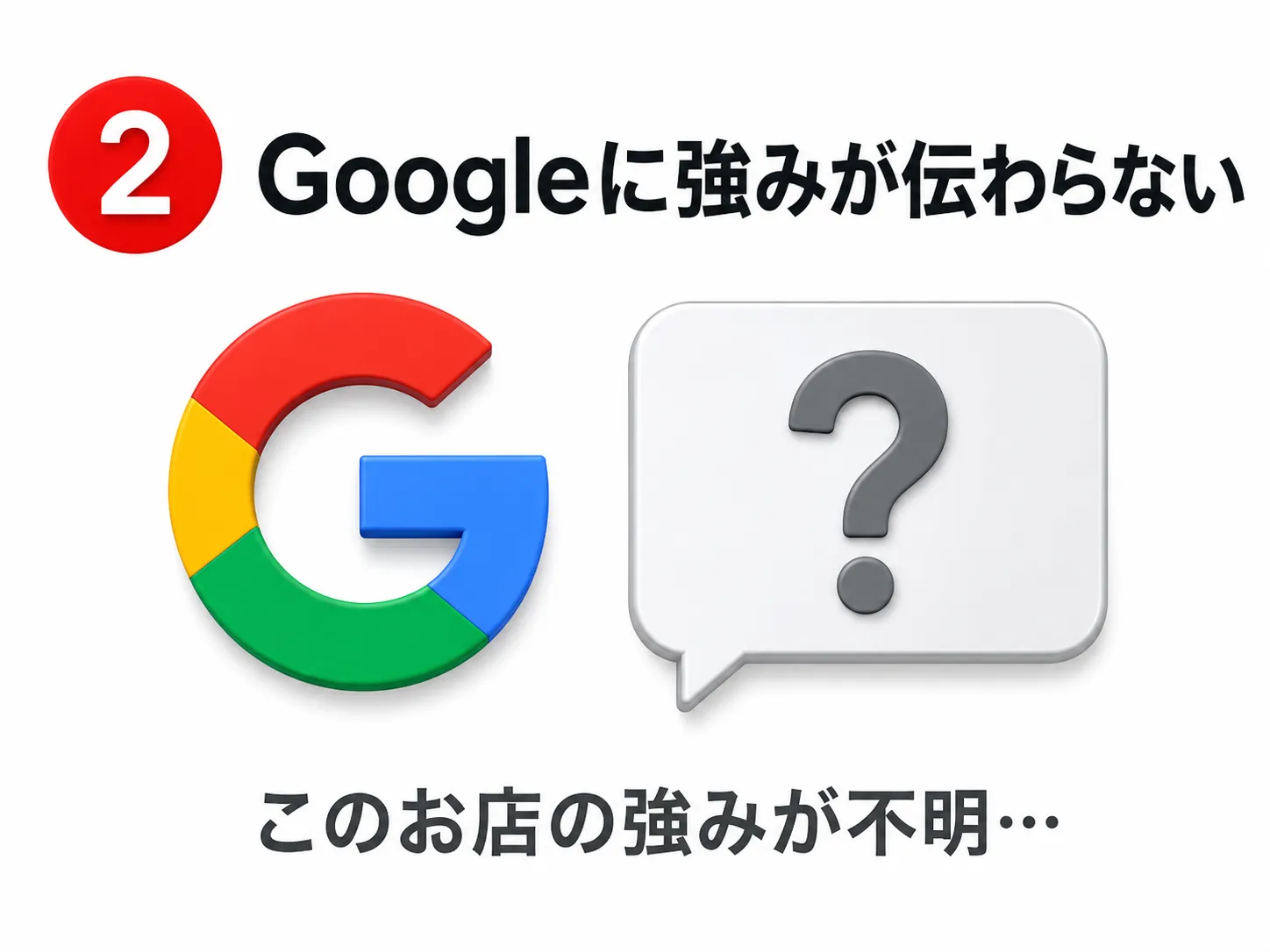 ②Googleに強みが伝わらない：このお店の強みが不明